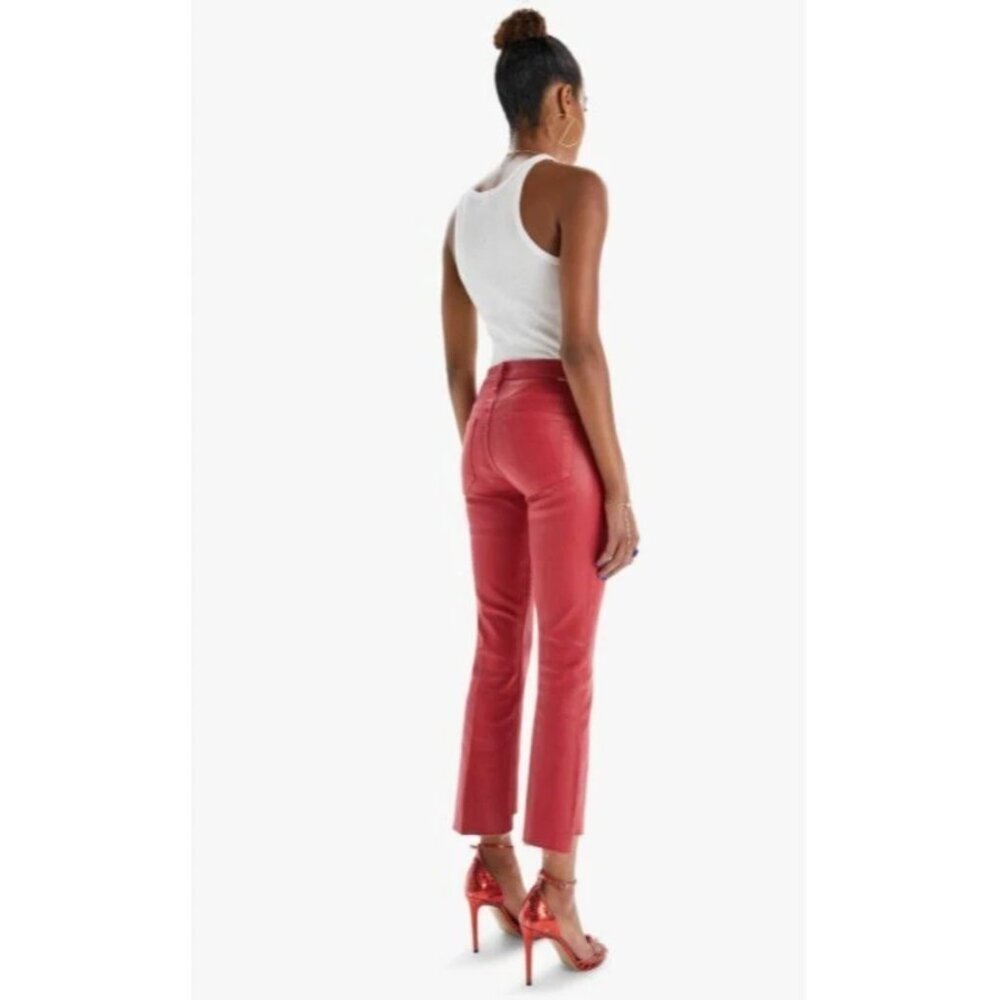 Mother The Hustler Ankle Fray Jeans Size 28 Never A Dull Moment New Years Red - Picture 2 of 14
